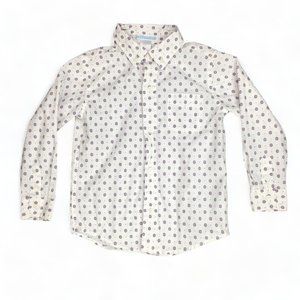 Janie and Jack Button Up Shirt Long Sleeve Floral White Purple Pocket Size 3